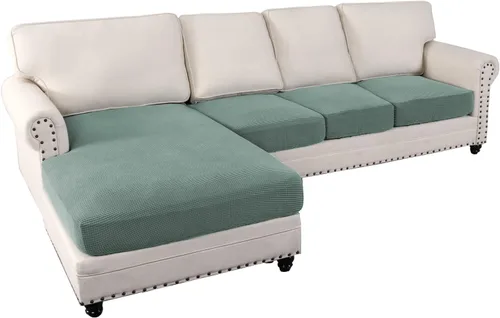 Vista 23 de MIFXIN Fundas para sofá modular, 3 piezas, funda de asiento de sofá de terciopelo elástico en forma de L, funda de cojín separada, protector