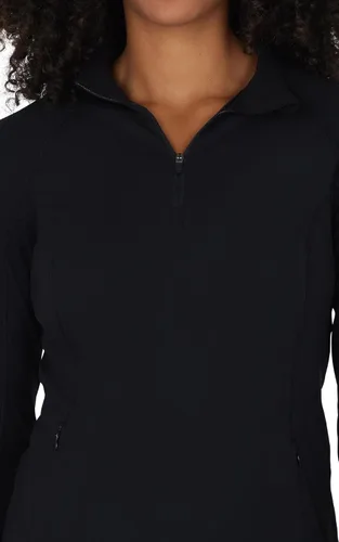 Vista 2 de Yogalicious Chaqueta atlética ligera de media cremallera de manga larga con bolsillos delanteros y orificios para los pulgares