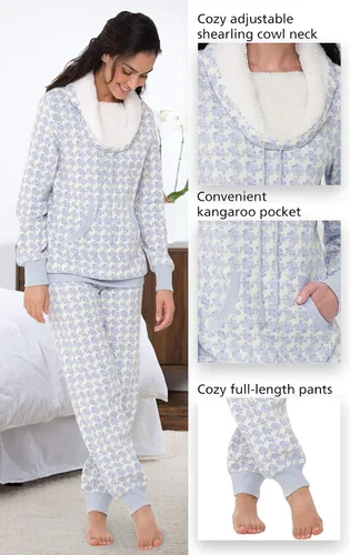 Vista 5 de PajamaGram Conjuntos de pijama para mujer, pijama de invierno para mujer, cuello redondo de oveja
