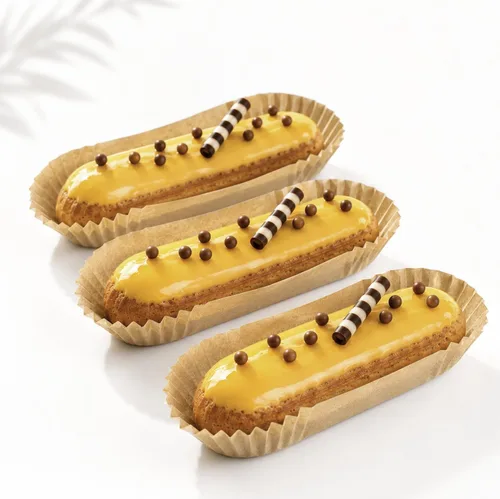 Vista 4 de Pastry Chef's Boutique Vasos de caramelo Eclair ovalados de papel largo - 200 piezas - Marrón