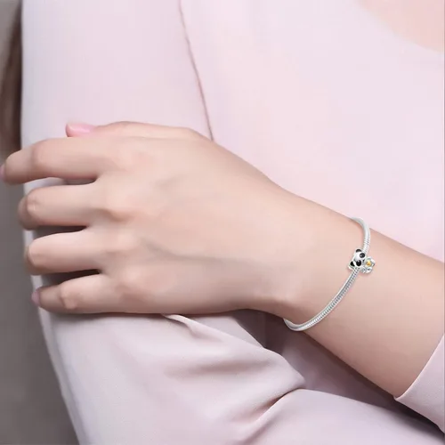 Vista 4 de Abalorio de plata de ley 925 con diseño de panda para pulsera Pandora regalo para mujer e hija