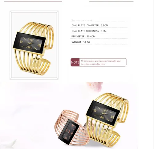 Vista 4 de Relojes de pulsera de moda para mujer, reloj de pulsera analógico de cuarzo con esfera rectangular de lujo, regalos para mujer