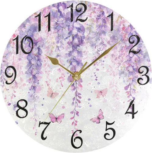 Vista 9 de Reloj de pared rústico retro con puerta de granero de madera, marrón, azul, funciona con pilas, silencioso, sin tictac, 10 pulgadas, reloj de mesa