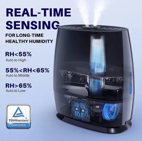 Vista 7 de Okaysou Humidificadores, humidificador inteligente y difusor de 6 litros para dormitorio, habitación grande, con control remoto, sin filtro