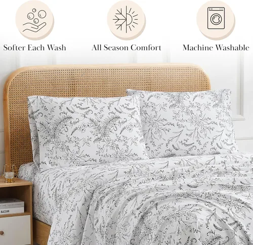 Vista 181 de Southshore Fine Living, Inc. Colección Winter Brush, juego de sábanas de 3 piezas para cama individual, sábana bajera con bolsillo profundo de 14