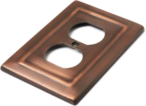 Vista 4 de Monarch Abode Placa de cubierta de toma de corriente dúplex – Placas de pared de enchufe de cobre antiguo de 1 banda, placas de cubierta de toma