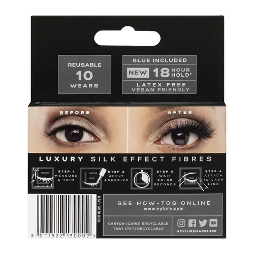 Vista 7 de Eylure Luxe Silk Marquise - Pestañas reutilizables, adhesivo incluido, 1 par