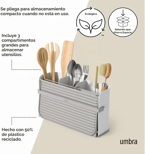 Vista 4 de Umbra Escurridor de platos Sling - Almacenamiento plegable que ahorra espacio, color blanco