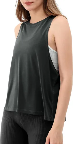 Vista 3 de ODODOS Paquete de 3 camisetas sin mangas sueltas para mujer, camisetas sin mangas para gimnasio, atletismo, entrenamiento, camisetas de yoga