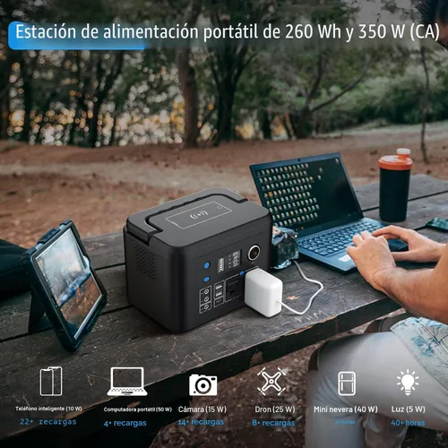 Vista 6 de powkey Estación de energía portátil de 350 W, batería de litio de reserva de 260 Wh/70,000 mAh, banco de energía de onda sinusoidal pura de 110 V