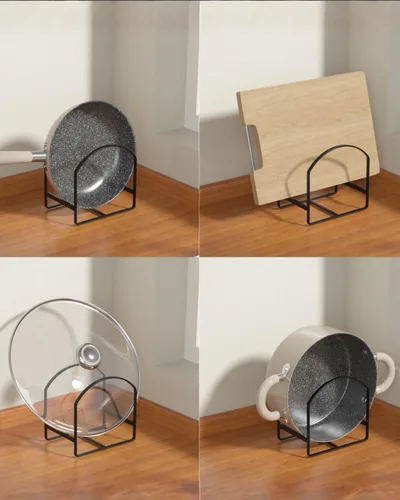 Vista 9 de LINFIDITE Paquete de 2 soportes organizadores de platos de cocina para gabinete, ahorrador de espacio, estante de almacenamiento de platos Negro