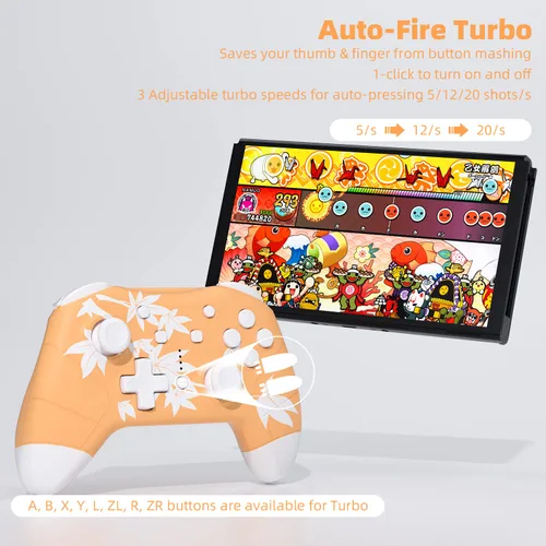 Vista 4 de Mytrix Wireless Controller Compatible with Nintendo SwitchLiteOLED, Cute Wireless Pro Controllers Gamepad with Wake-Up, Headphone Jack, Auto-Fire