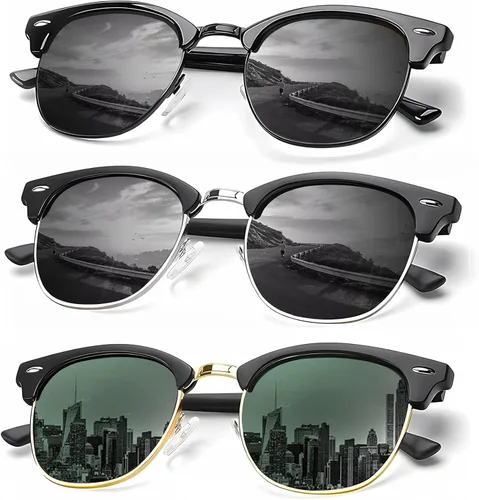 Vista 34 de KALIYADI - Gafas de sol polarizadas para hombres y mujeres unisex, marco semirretráctil, estilo retro, para conducir, con bloqueo UV