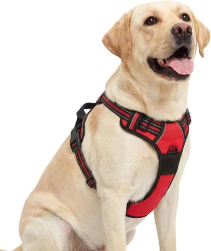 Vista 11 de Funfox Arnés para perro sin tirones, chaleco ajustable para mascotas con asa de control y clip frontal, diseño reflectante para perros pequeños