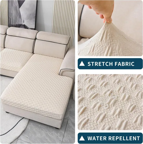 Vista 2 de Fundas para sofá seccional, fundas de cojín en forma de L para sofá seccional, fundas elásticas para sofá seccional, protector de muebles para Beige