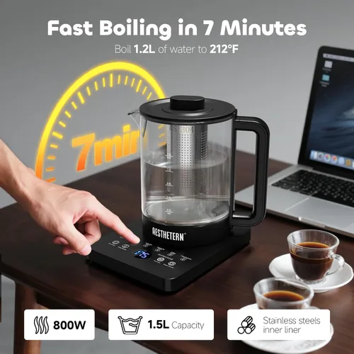 Vista 3 de Tetera Eléctrica de Té con Infusor, Control de Temperatura y Apagado Automático de 24 H Mantiene Caliente para Calentador de Agua de Café y Tetera