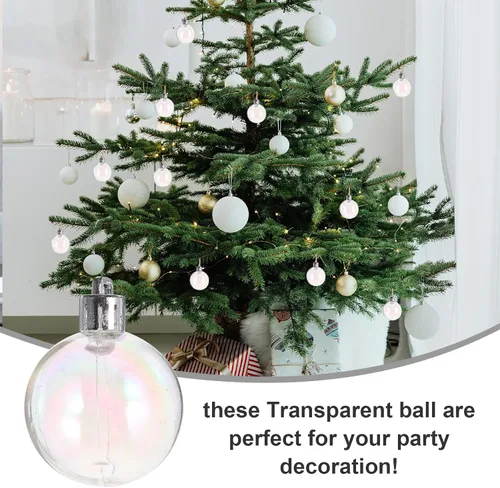 Vista 2 de Gadpiparty 12 adornos de bolas de Navidad iridiscentes, bolas de plástico blanco de 1.5 pulgadas, bolas de árbol de Navidad para bricolaje, fiesta