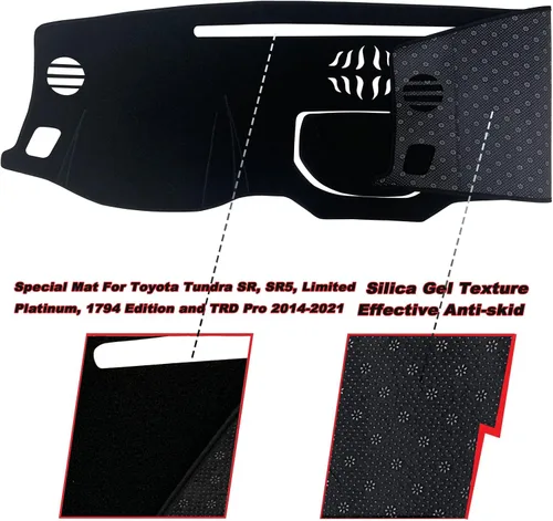 Vista 2 de Cubierta de tapete para salpicadero, consola central interior personalizada compatible con Toyota Tundra 2014, 2015, 2016, 2017, 2018, 2019, 2020