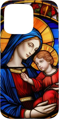 Vista 28 de Blessed Virgin Mary and Jesus Christ Stained Glass Case for iPhone 16