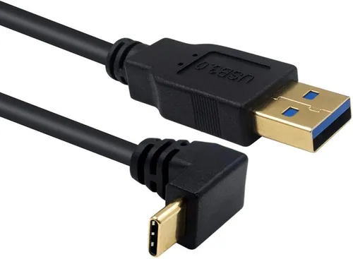 Vista 2 de Poyiccot - Cable de 90 grados tipo C, medidas: 1 metro/3.3 pies, USB 3.0 (tipo A) macho a USB 3.1 C (tipo C) macho, ángulo de sincronización hacia