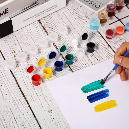 Vista 5 de 24 tiras y 144 macetas vacías para pintura acrílica, contenedor de almacenamiento con tapa, suministros para manualidades, aulas, escuelas