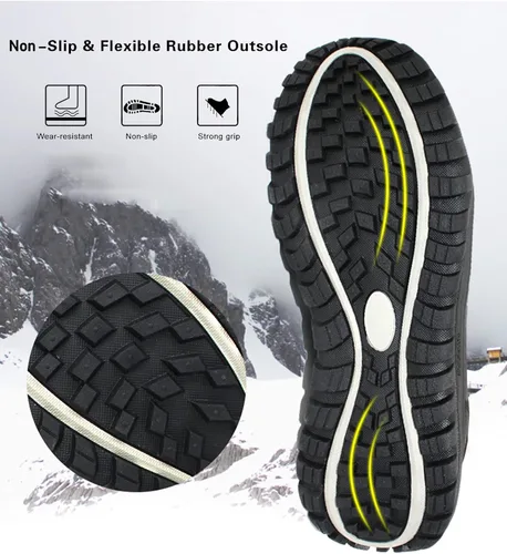 Vista 4 de ROCKMARK - Botas de nieve para invierno, cálidas, a media pantorrilla, impermeables, duraderas, antideslizantes, para aire libre, escalar