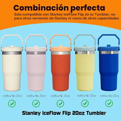Vista 5 de ALINK - Paquete de 6 popotes de acero inoxidable compatibles con el vaso Stanley Iceflow de 20 onzas con tapa abatible, popotes metálicos