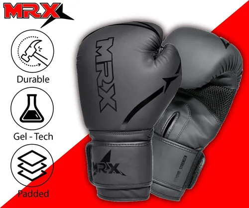 Vista 4 de MRX Guantes de boxeo para entrenamiento de combate, entrenamiento de combate, entrenamiento de combate, entrenamiento de sparring grappling Negro