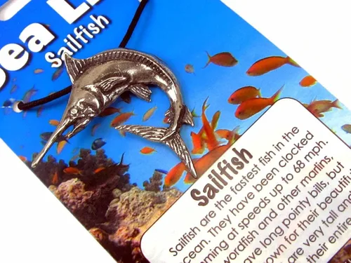 Vista 2 de SailfishColgante con Cordón de collar y tarjeta de información