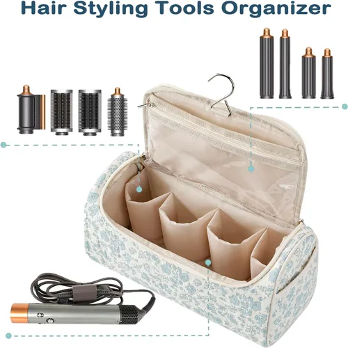Vista 6 de RSRSLEII Bolsa de viaje acolchada para herramientas para el cabello, compatible con Dyson Airwrap y Shark Flexstyle, estuche de almacenamiento