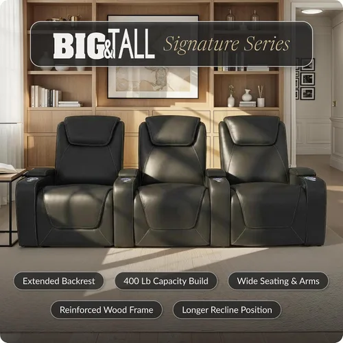 Vista 5 de Seatcraft Pantheon - Asientos de cine en casa, fila negra de 2
