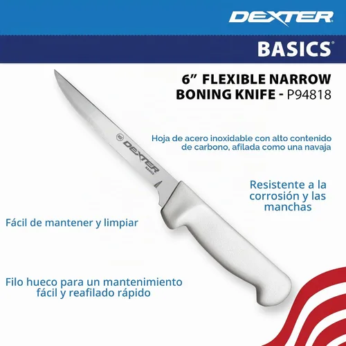 Vista 3 de Dexter-Russell P94818 Basics 31614 Cuchillo de deshuesar, hoja de acero de alto carbono de 152 mm, libre de manchas, flexible y estrecha, mango