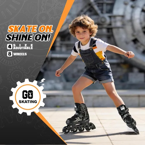 Vista 2 de 2PM SPORTS Patines en línea para niños y niñas, niños de 5 a 8 a 12 años, 4 a 6, 6 a 12 años, con ruedas iluminadas, cuchillas ajustables