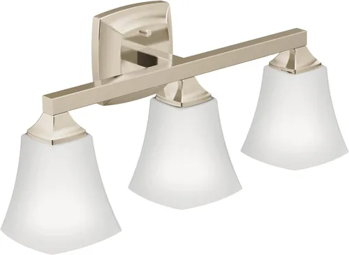 Vista 10 de Moen Voss YB5163ORB - Accesorio de tocador de baño de doble montaje con 3 luces de bronce aceitado con vidrio esmerilado