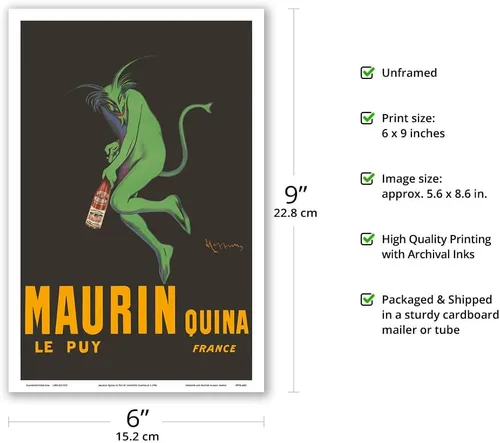 Vista 2 de Maurin Quina - Quinina Apéritif - Green Devil - Le Puy France - Vintage Advertising Poster by Leonetto Cappiello c.1906 - Master Art Print