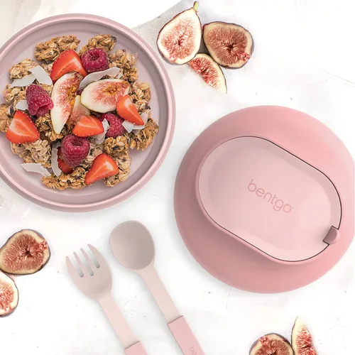Vista 2 de Bentgo Tazón - Tazón Aislado Resistente a Fugas con Compartimento para Aperitivos, Utensilios Plegables y Diseño Mejorado de Agarre Fácil