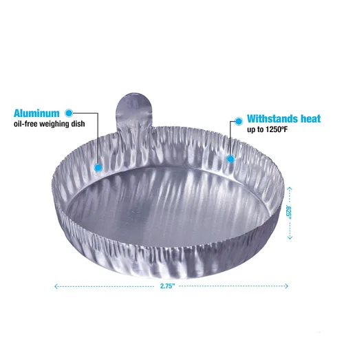 Vista 2 de 80065L - Plato de pesaje desechable de aluminio, con lados engarzados y lengüeta, 2.756 in de diámetro interior (paquete de 100)