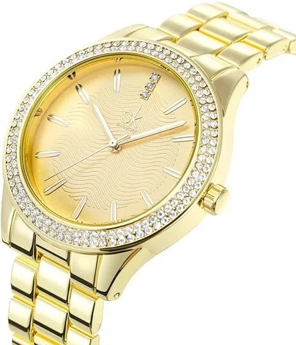 Vista 2 de Reloj de pulsera de cuarzo para mujer, fácil lector, fecha de expansión, reloj de cuarzo para mujer, reloj de pulsera de cuarzo 8126