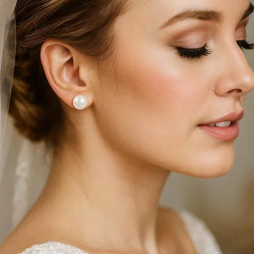 Vista 10 de SmileBelle Aretes tipo dormilona para mujer, de plata de ley de 18 quilates, con turquesa, como regalo de cumpleaños, aretes de cristal de perlas