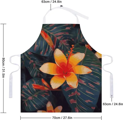 Vista 2 de MUSM Hawaii Tropical Flower Apron，Classic Vintage Funny with Pockets Aprons,Adjustable Bib Waterdrop Resistant for Kitchen Cooking Restaurant BBQ