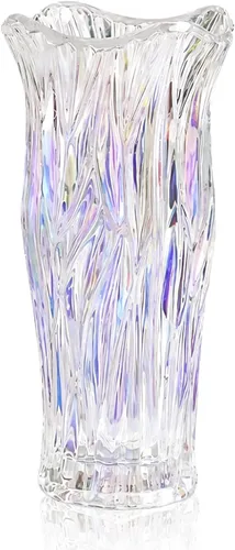Vista 11 de Jarrón de vidrio para flores, jarrones de vidrio transparente azul para centros de mesa, jarrón de cristal para decoración de flores de mesa