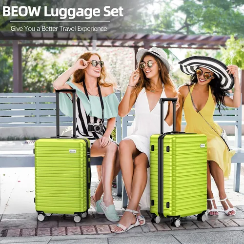 Vista 2 de BEOW Luggage Set Hardside Lightweight Suitcase Sets ABS Durable Wheels with TSA Lock 4 Piece Set Green (16202428)