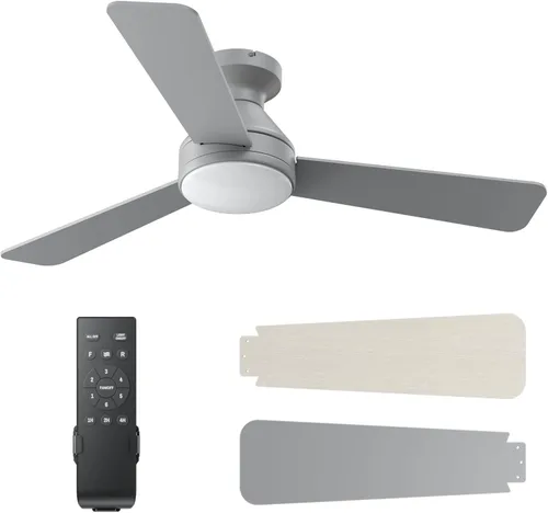 Vista 12 de Ventiladores de techo con luces, ventilador de techo de 42 pulgadas con luz y control remoto, ventiladores de techo de montaje empotrado de perfil