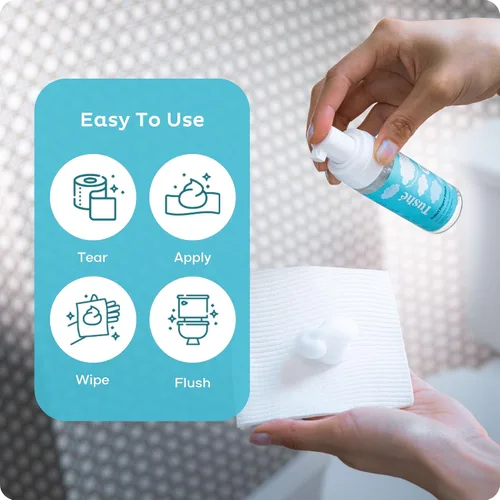 Vista 3 de Papel higiénico en espuma (paquete de 2) – Alternativa a las toallitas húmedas desechables para pieles sensibles – Sin aroma, apto para sistemas