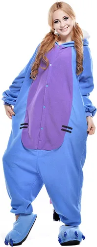 Vista 4 de VU ROUL Disfraces de Halloween para mujeres y hombres, Eeyore, mameluco unisex para adultos, pijamas de fiesta de animales de Navidad