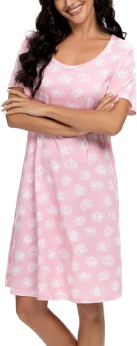 Vista 6 de Camisón de manga corta para mujer, ropa de dormir para casa, ropa de dormir, pijama con estampado casual