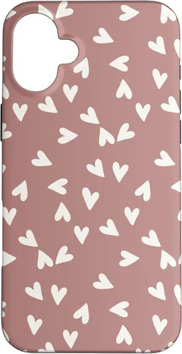 Vista 22 de Simple Chic Boho Heart Pattern - Carcasa para iPhone 16, color rosa polvoriento