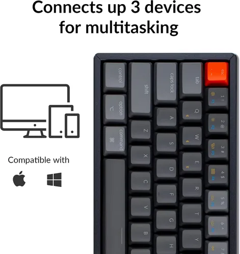 Vista 2 de Keychron Teclado mecánico inalámbrico K12 con 60% de diseño Bluetooth/USB con interruptor marrón Gateron G Pro/Retroiluminación RGB/Rollover