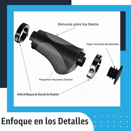Vista 5 de Prunus Empuñaduras de goma ergonómicas antideslizantes para manillar MTB Bicycle Mountain Aluminum Double Lock-On Design, Universal Bicycle