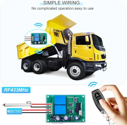 Vista 5 de QIACHIP DC 5V 6V 12V 24V 36V 48V 60V Motor Eléctrico Avance y Reversa Control Remoto Inalámbrico RF Módulo de Relé Interruptor, Receptor 433Mhz